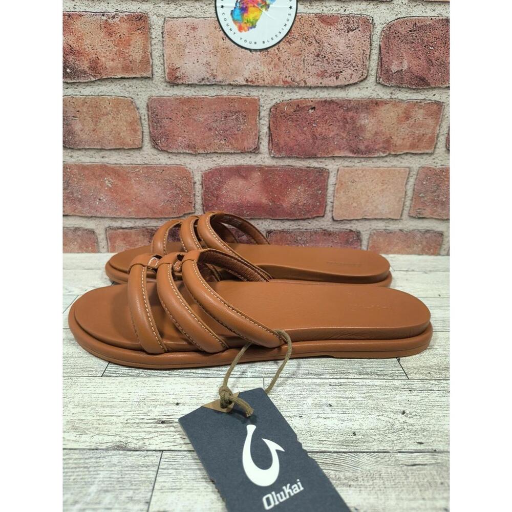 Olukai Tiare Slide Sandal Women's Size 11 Fox Brown Leather Strappy New With Tag